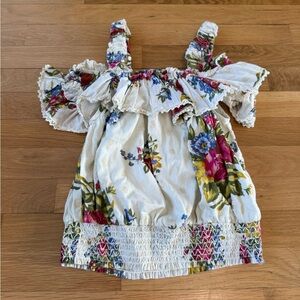 House Of Harlow Womens Off the Shoulder Top Small Ivory Floral Cottagecore